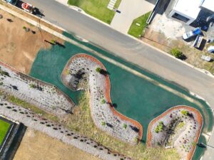Birds Eye View of an area being hydroseeded for the article on Hydroseeder Cost